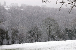 A snow scene across Len Bird's field Capel Iwan